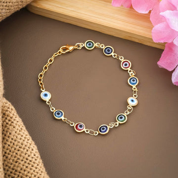 Trendy Gold-Toned Evil Eye Charm Bracelet for Women
