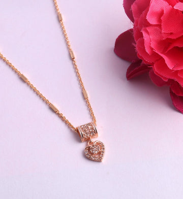 Rose Gold Heart Pendant Necklace for Women