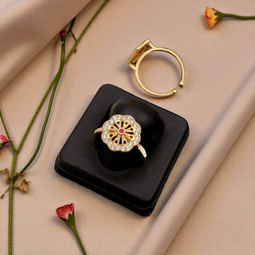 Creenara Elegant Gold-Plated Designer Ring with CZ Diamonds