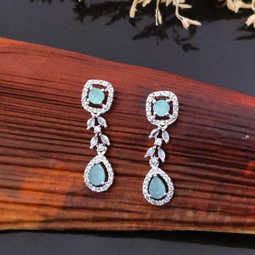 Elegant Aqua Gemstone Drop Earrings with Sparkling Accents for Women - Prestalla
