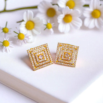 Elegant Square Gold Earrings for Women