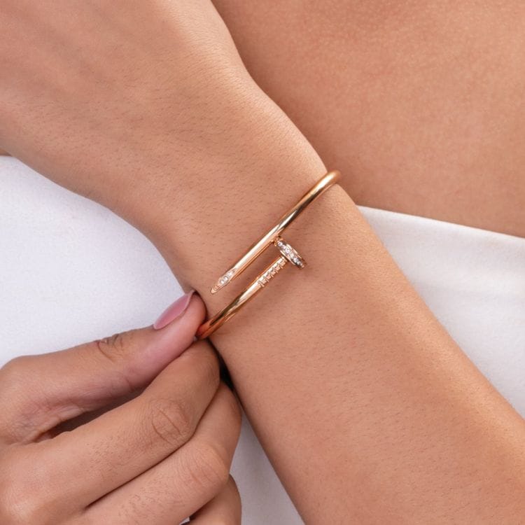Studded Gold Nail Bangle Bracelet