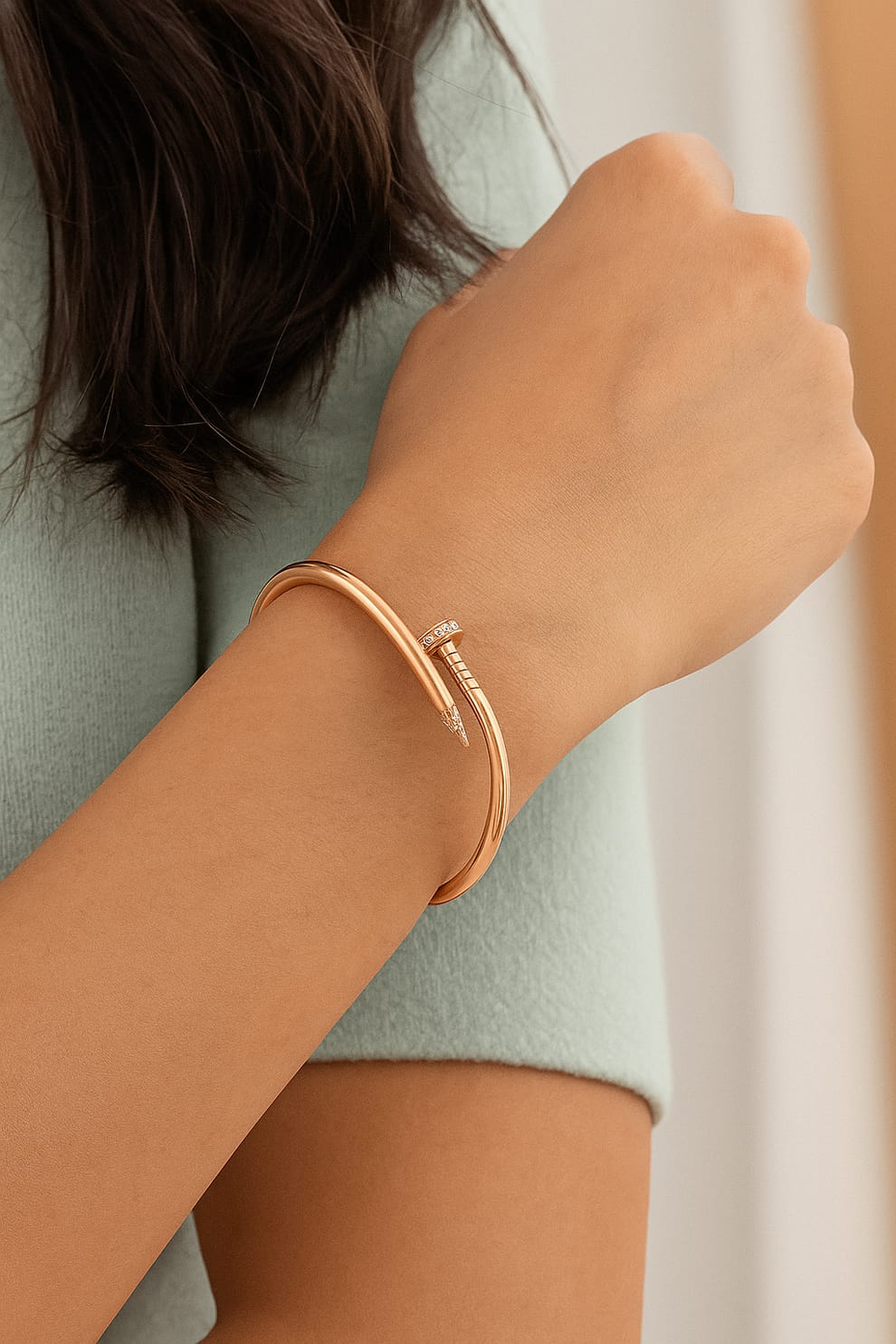 Studded Gold Nail Bangle Bracelet