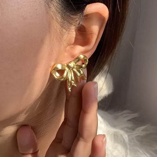 Classic Gold Bow Stud Earrings