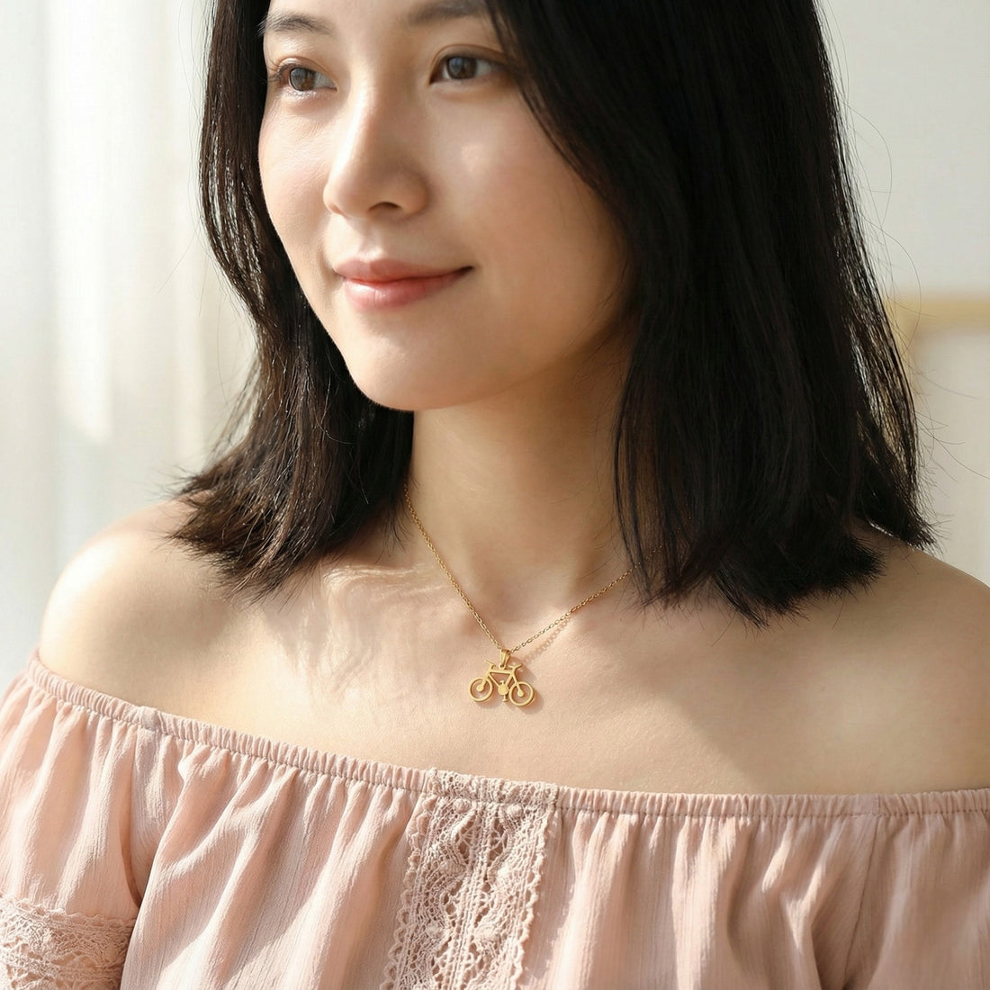 Gold Bicycle Pendant Necklace for Women & Men – Stylish Chain Pendant Jewelry