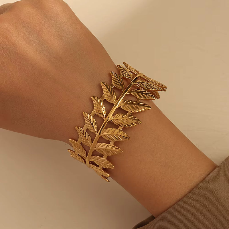 Gold Laurel Leaf Cuff Bracelet