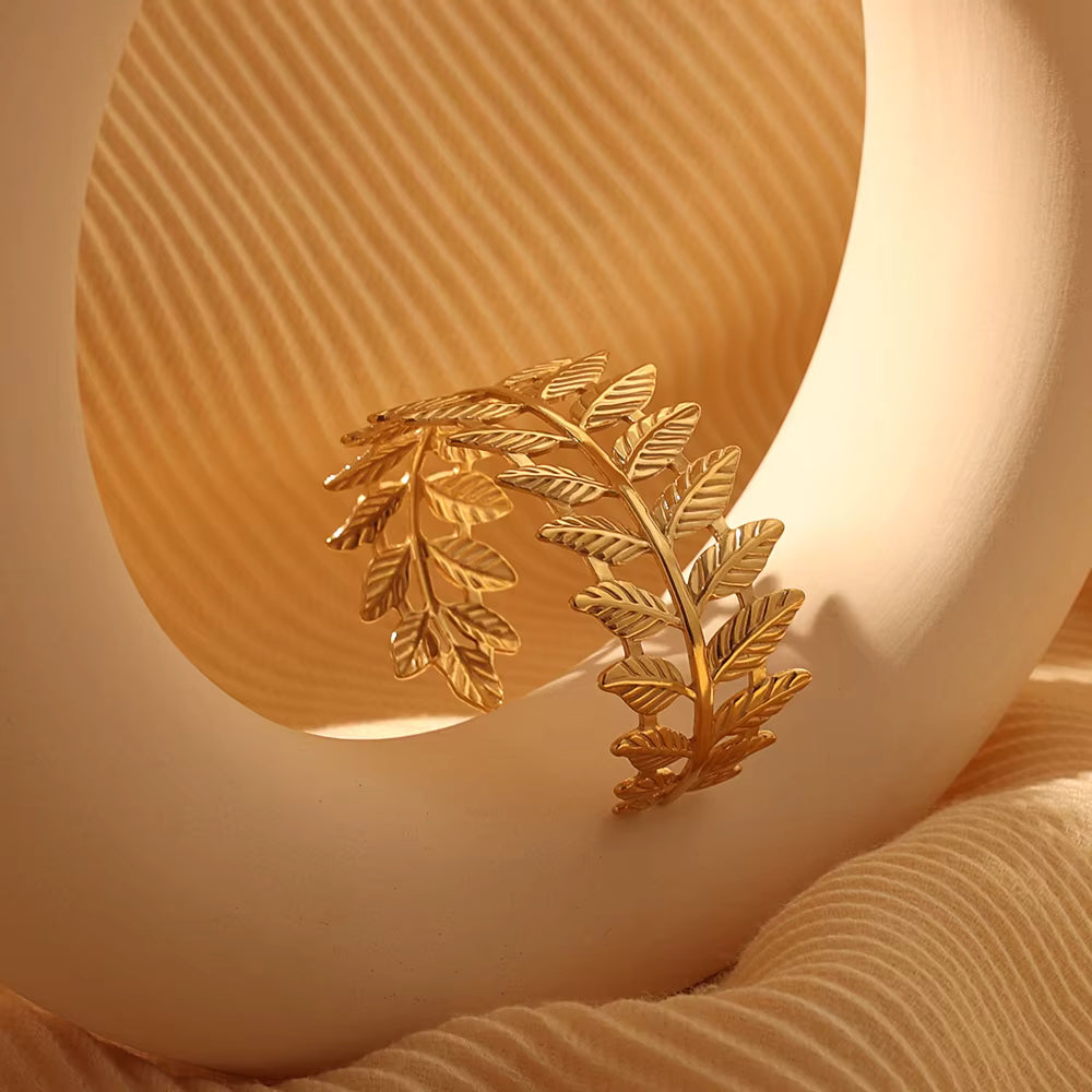 Gold Laurel Leaf Cuff Bracelet