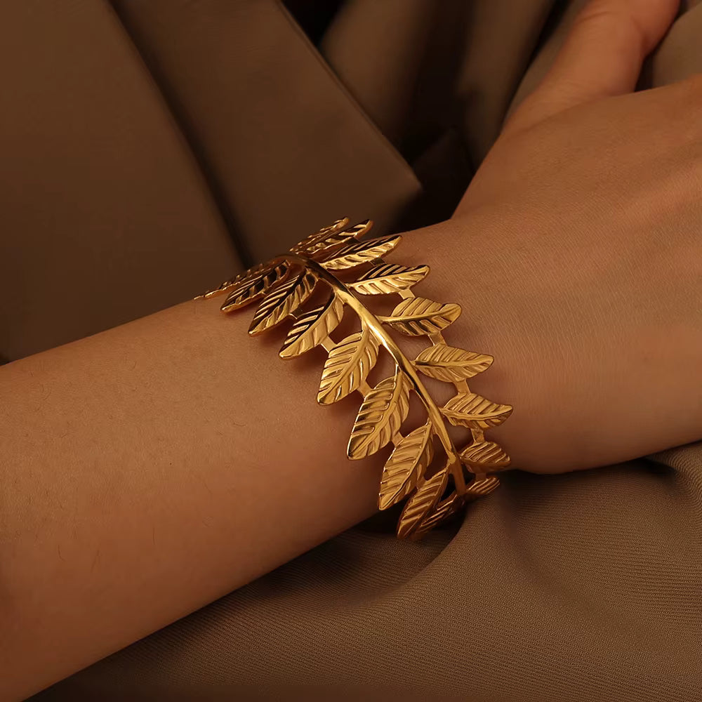 Gold Laurel Leaf Cuff Bracelet
