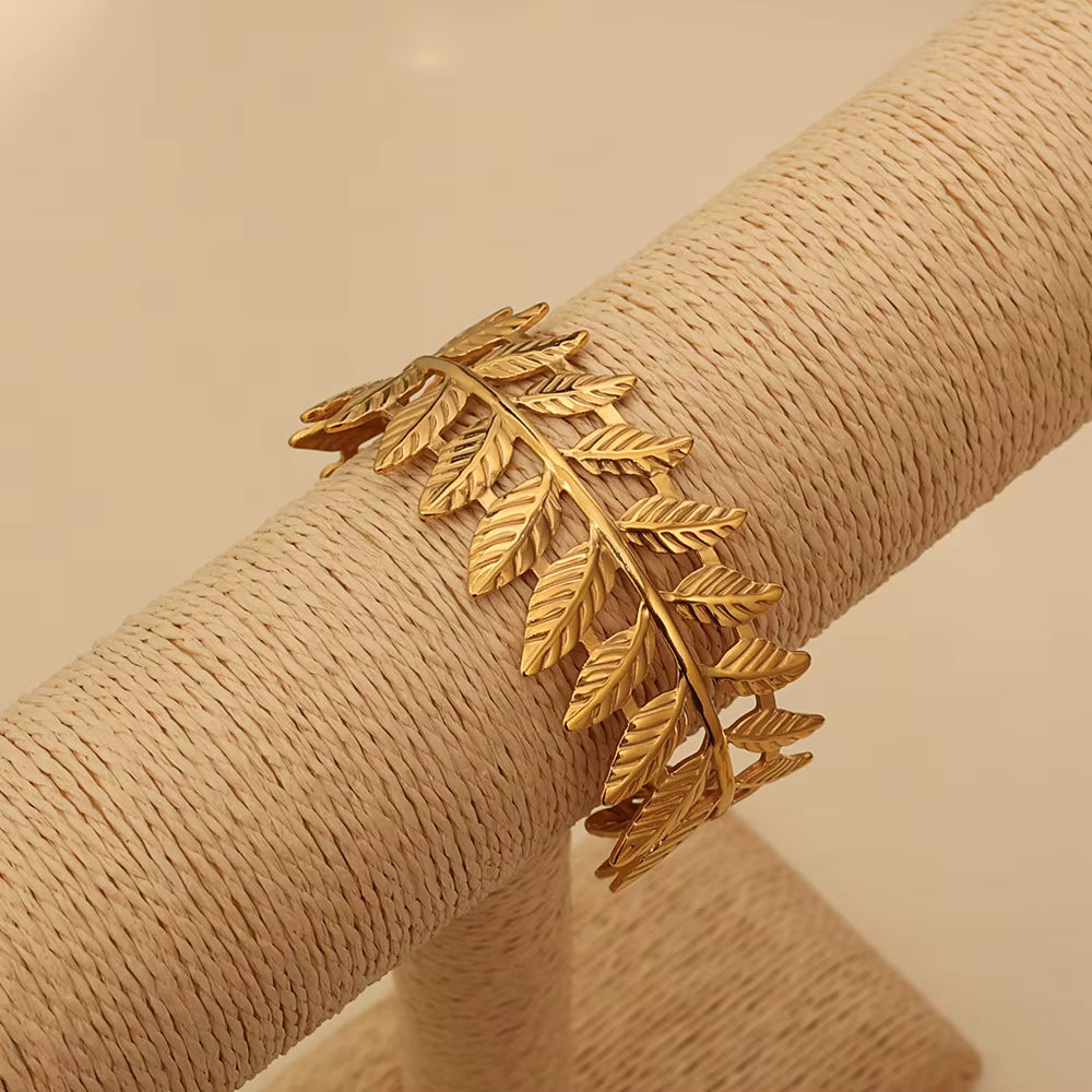 Gold Laurel Leaf Cuff Bracelet