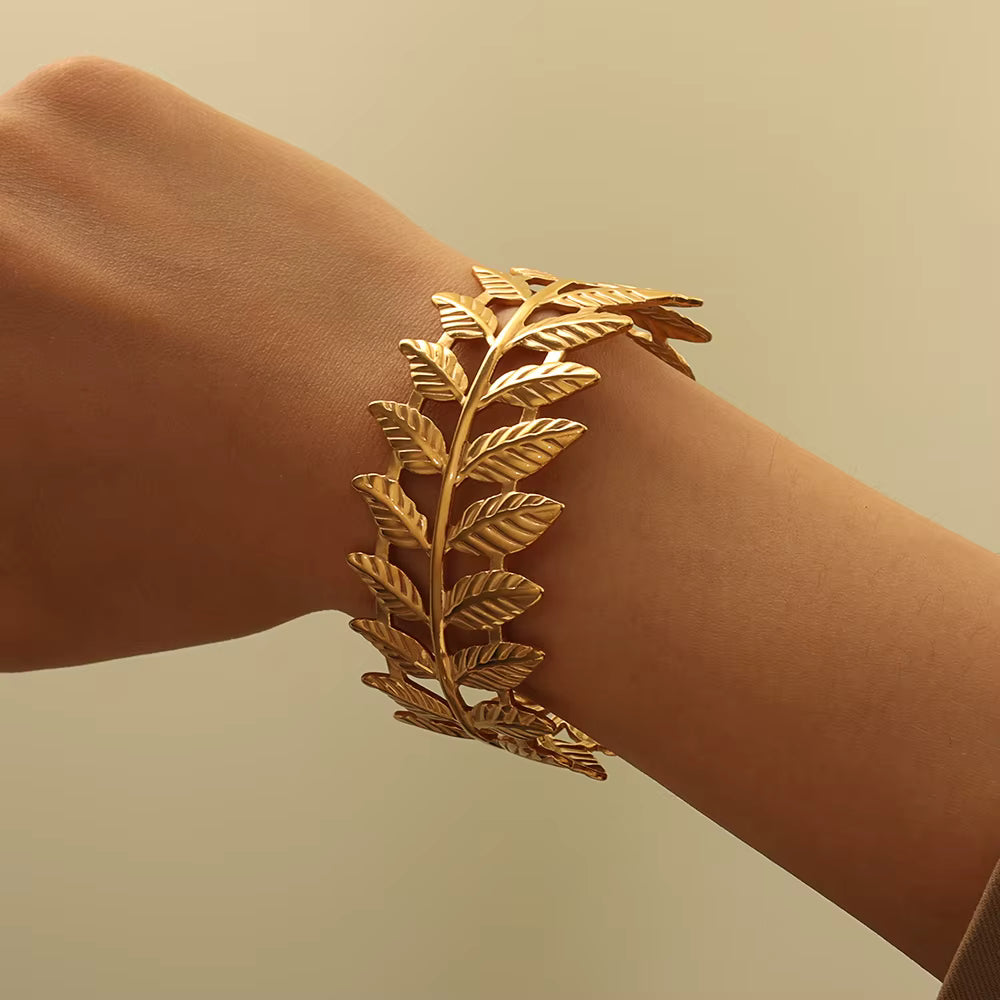 Gold Laurel Leaf Cuff Bracelet