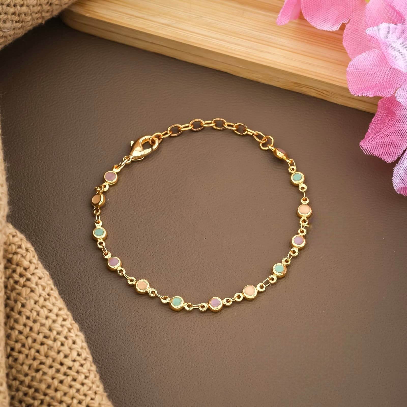 Elegant Gold-Toned Pastel Enamel Charm Bracelet for Women - Prestalla