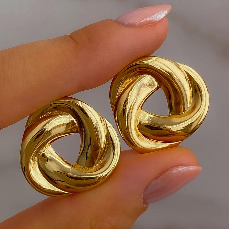 Chunky Gold Knot Stud Earrings