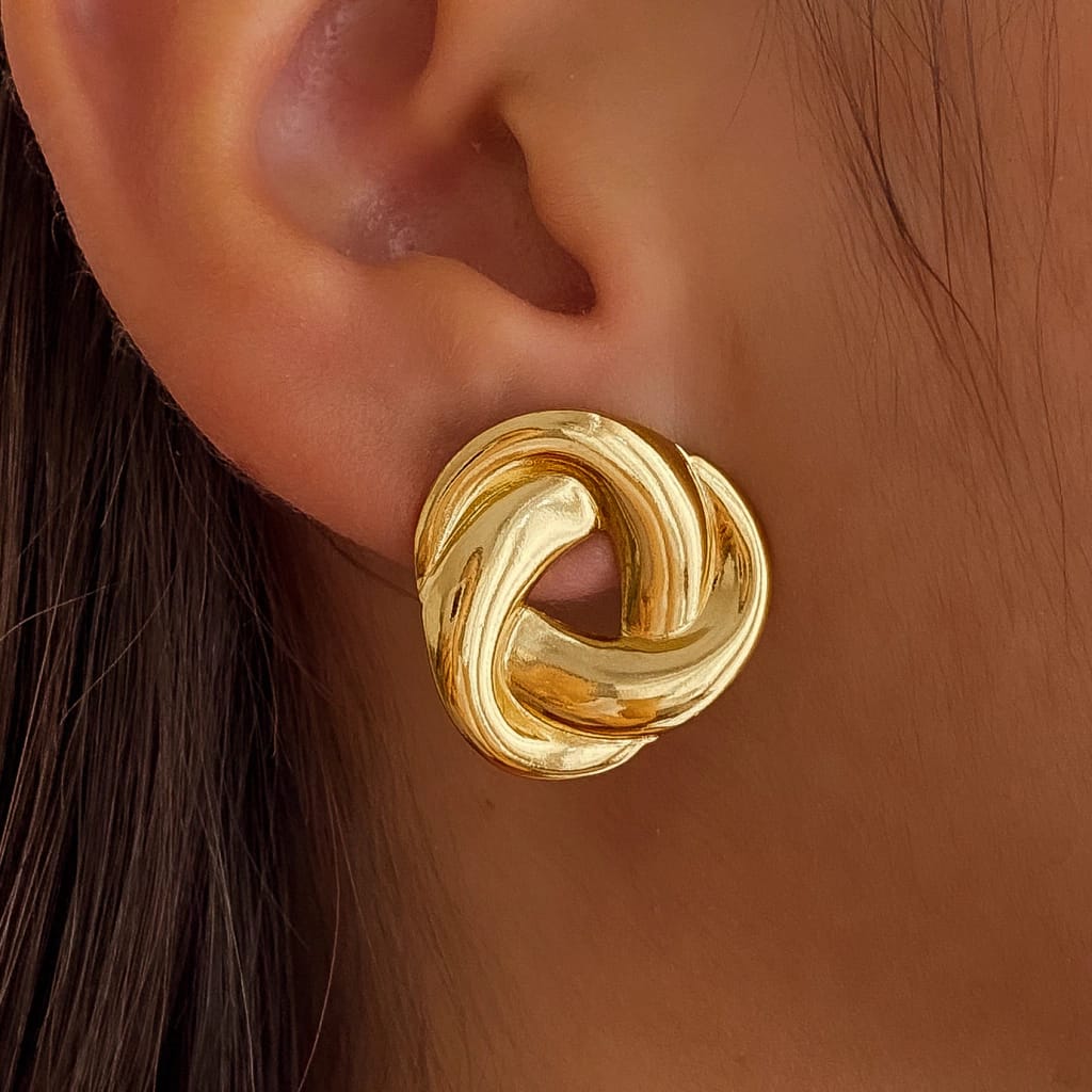 Chunky Gold Knot Stud Earrings