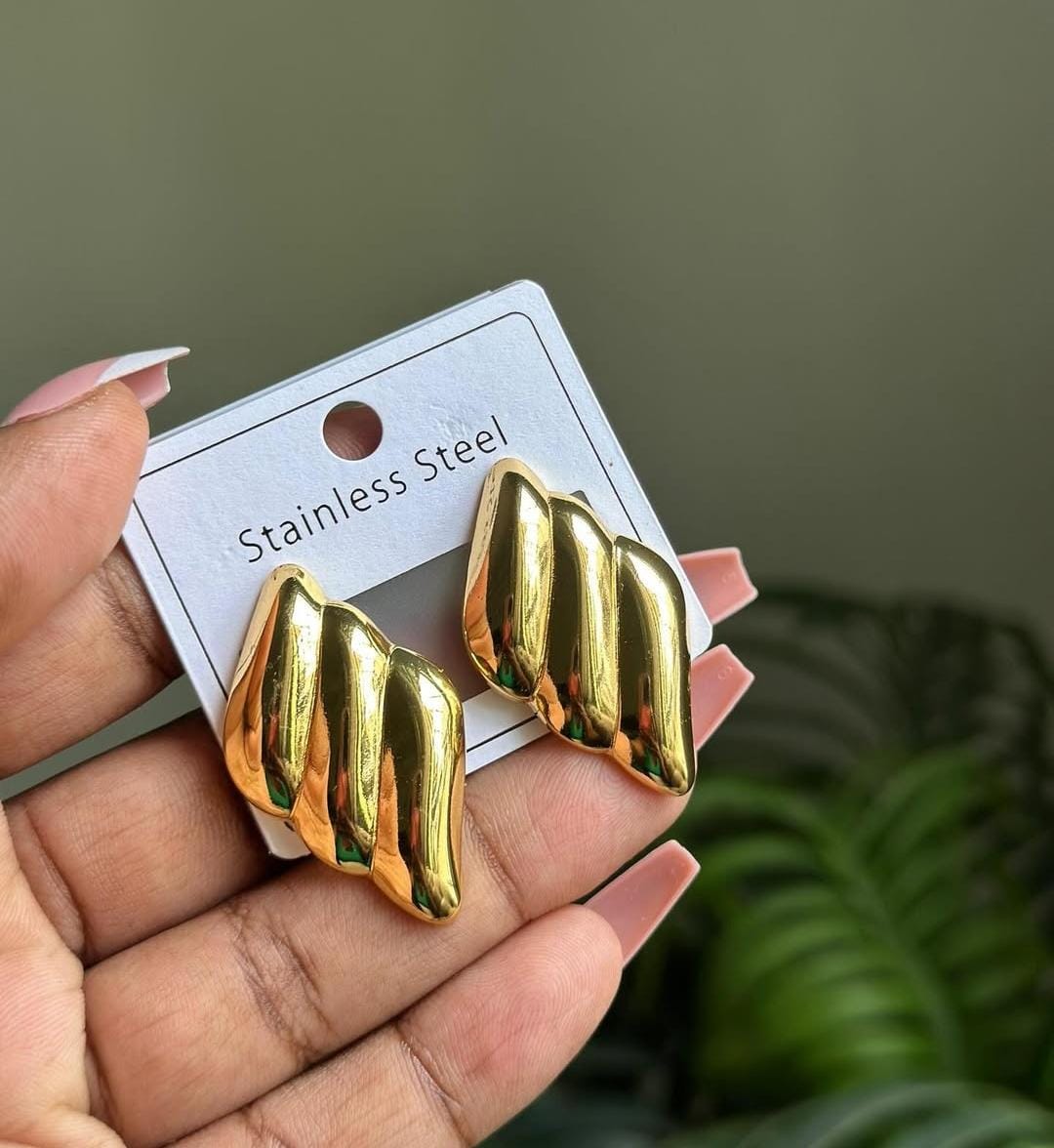Bold Gold Statement Stud Earrings
