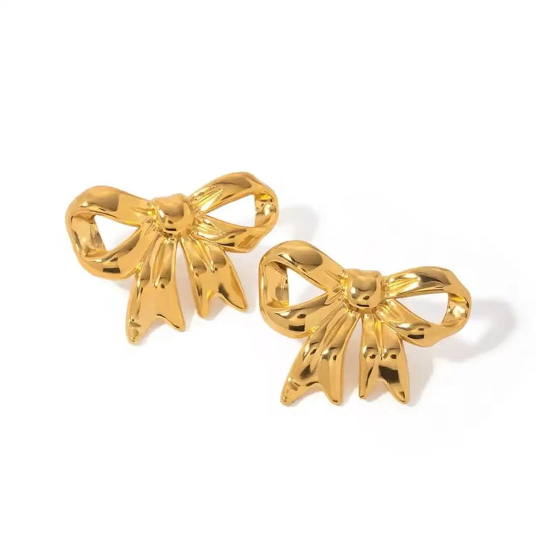 Classic Gold Bow Stud Earrings