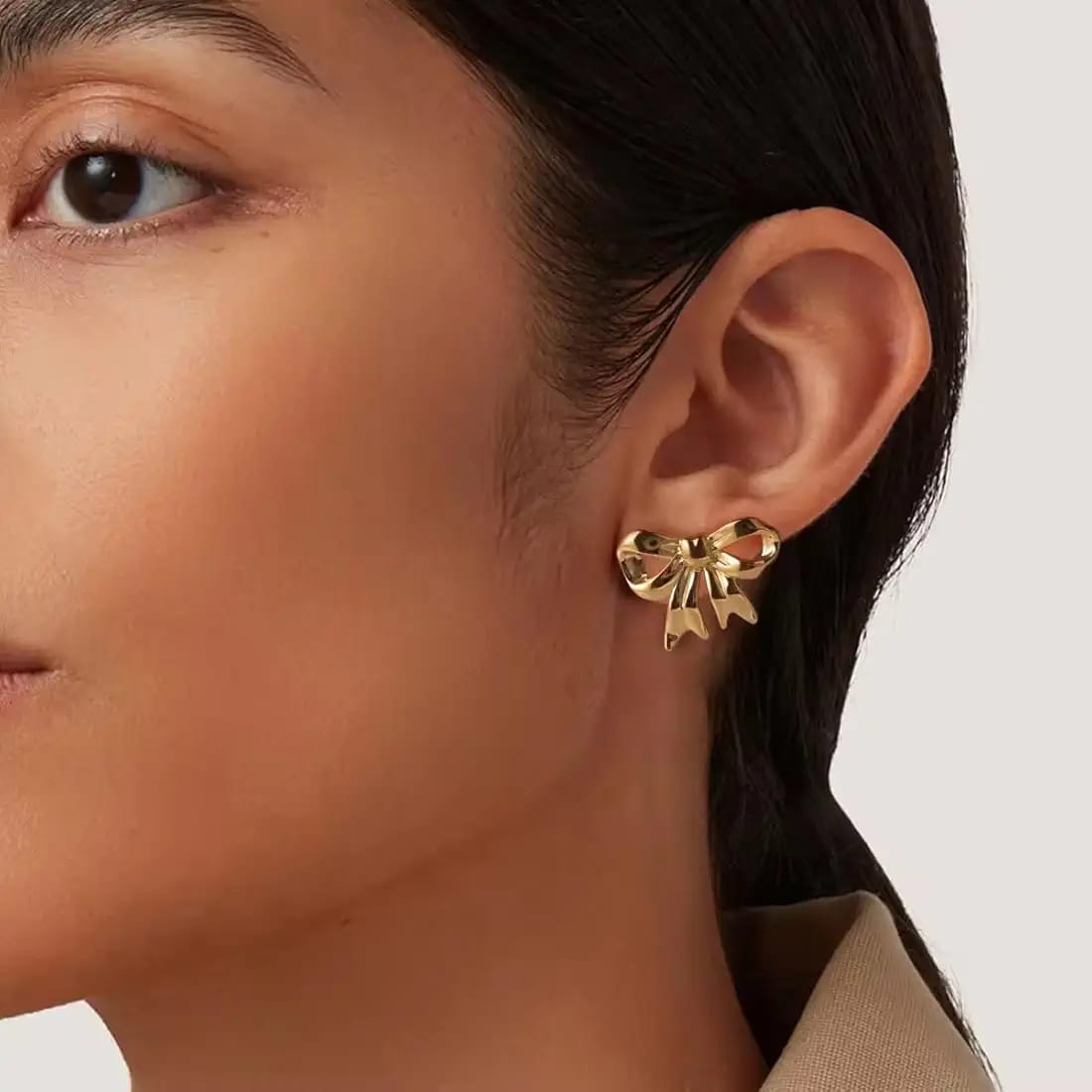 Classic Gold Bow Stud Earrings