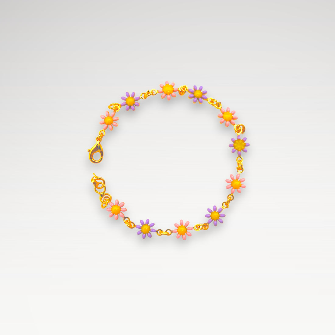 Dainty Flower Charm Bracelet Set