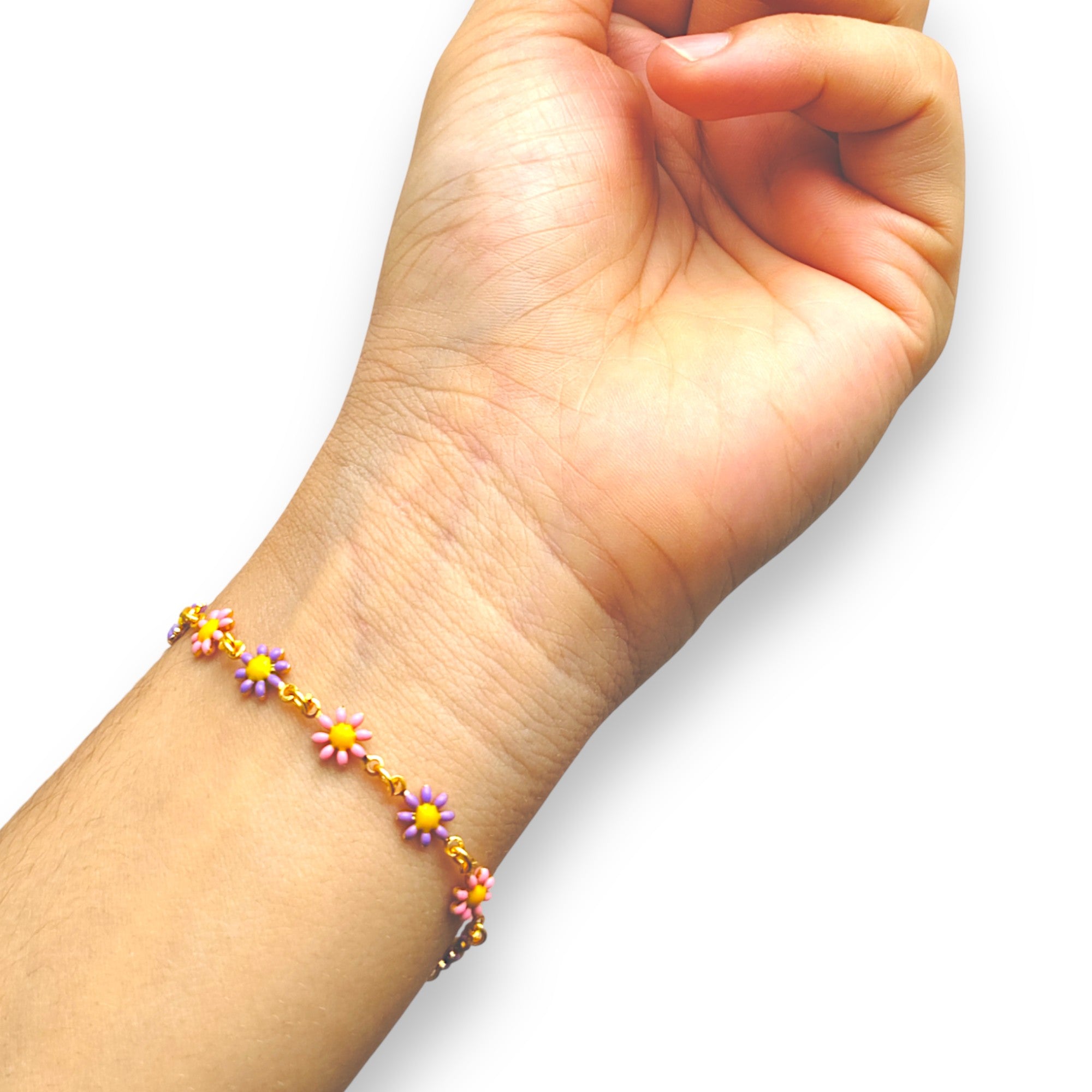 Dainty Flower Charm Bracelet Set