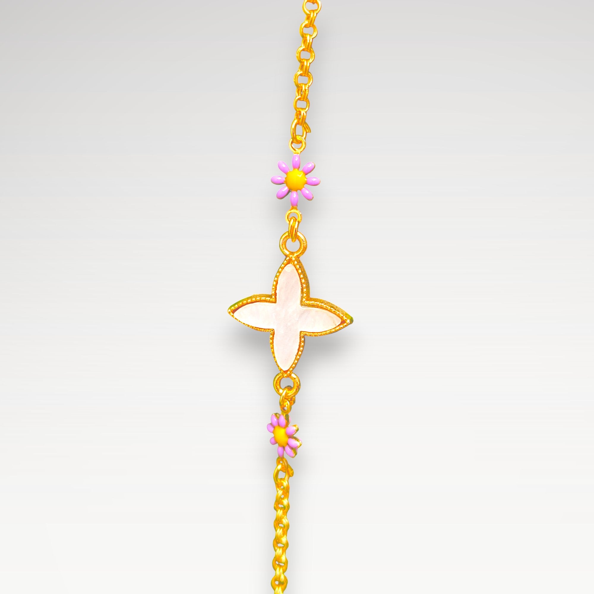 Dainty Flower Charm Bracelet Set