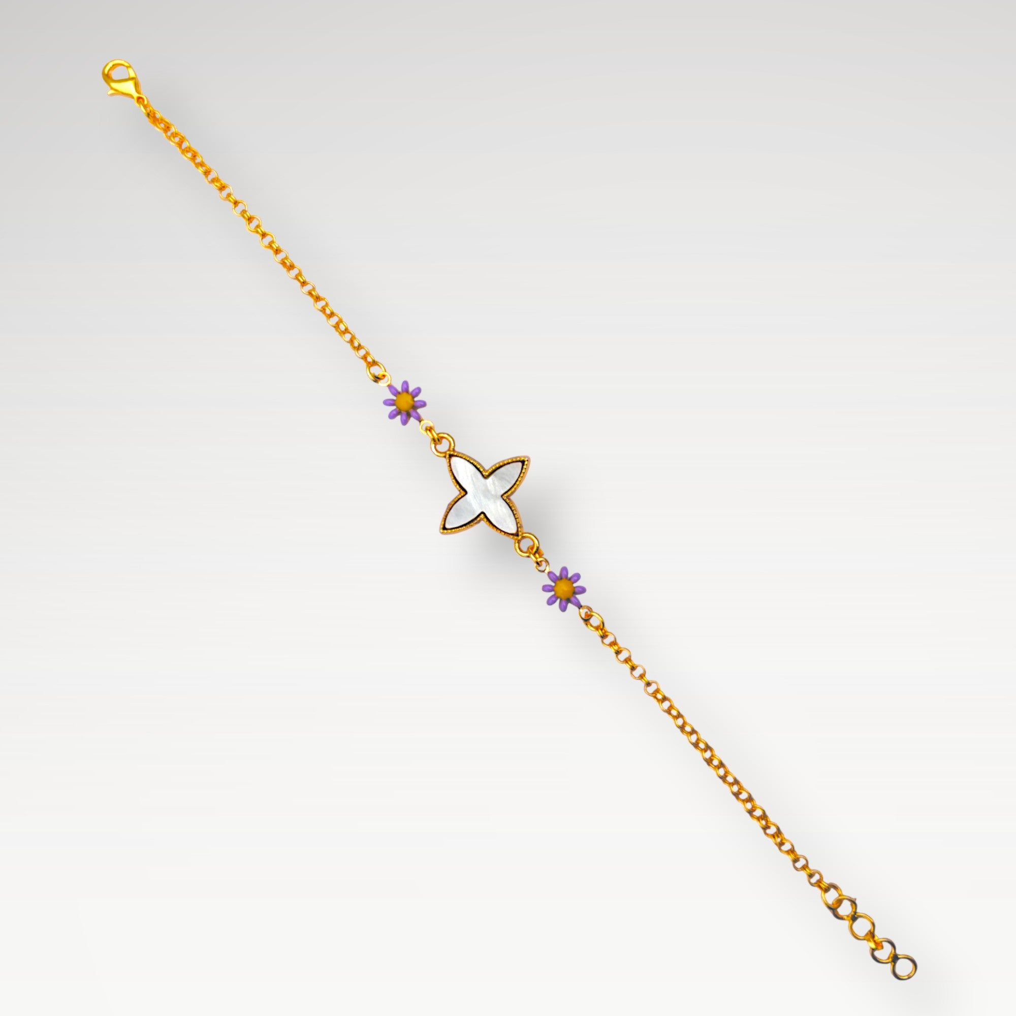 Dainty Flower Charm Bracelet Set