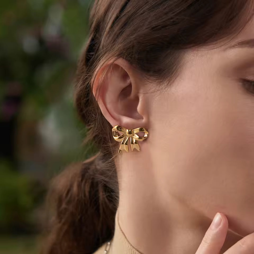 Classic Gold Bow Stud Earrings