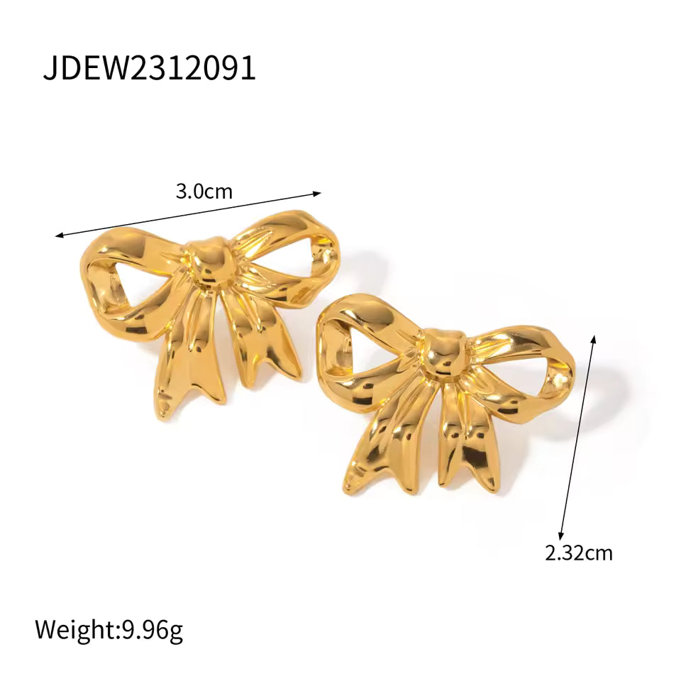 Classic Gold Bow Stud Earrings