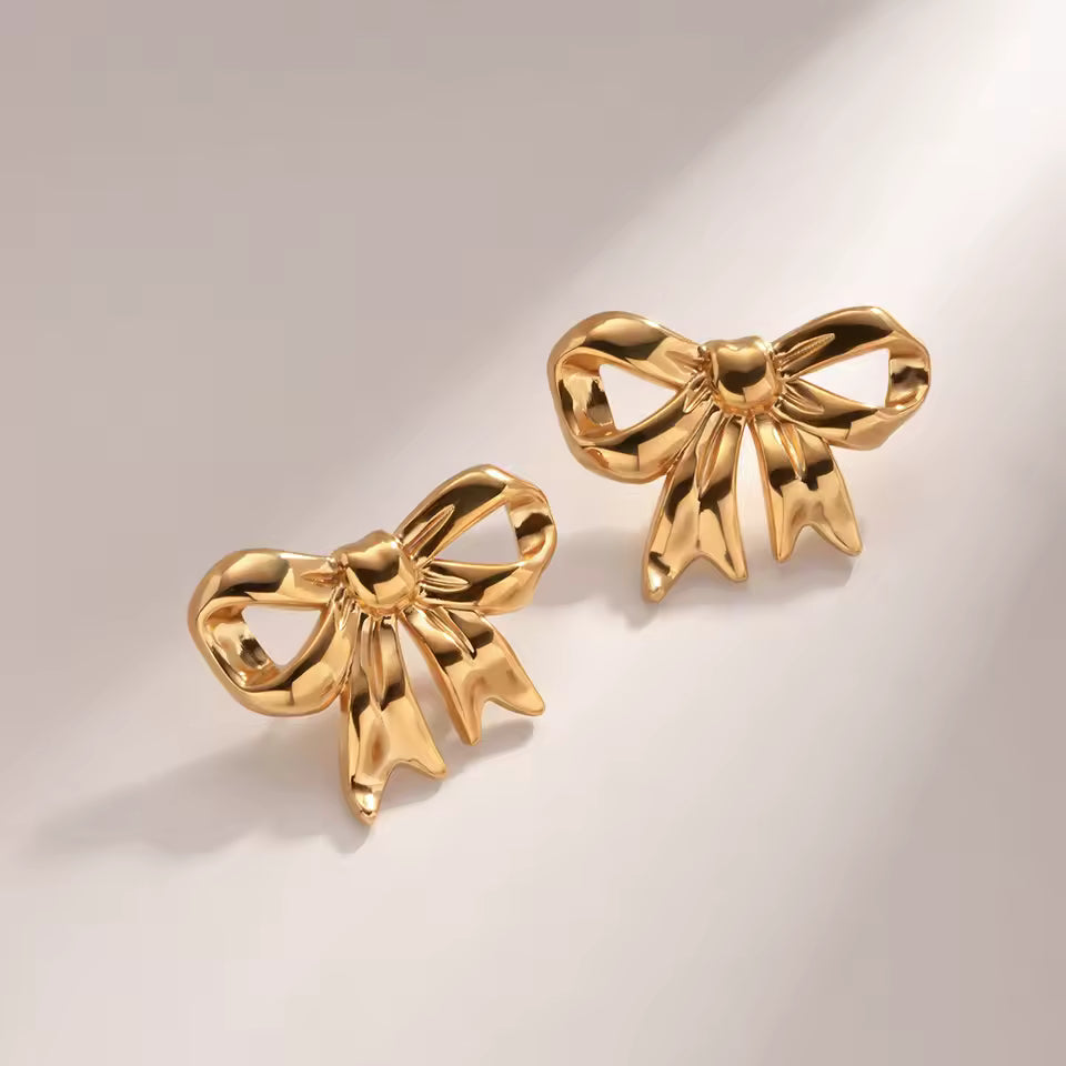 Classic Gold Bow Stud Earrings