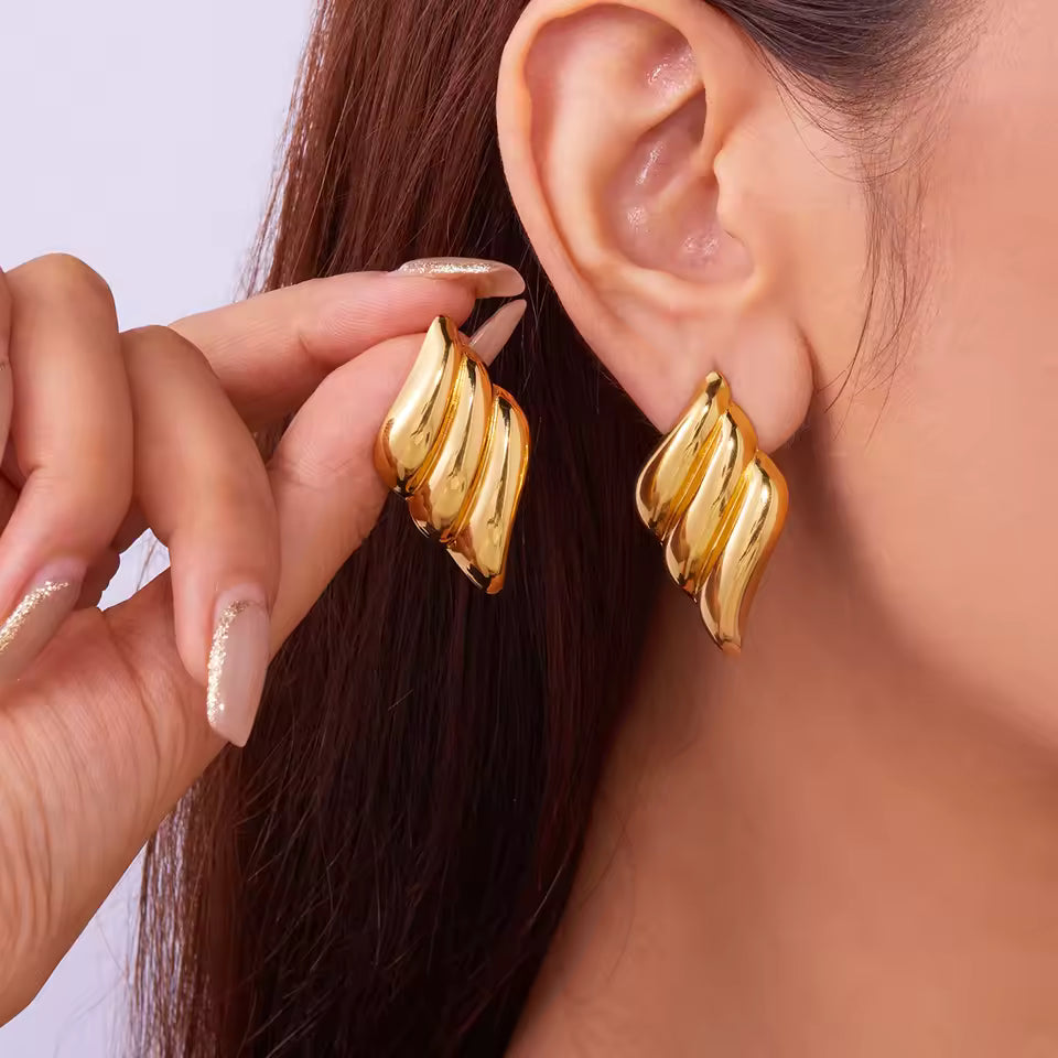 Bold Gold Statement Stud Earrings