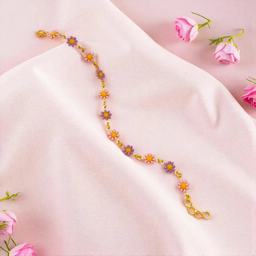Dainty Flower Charm Bracelet Set