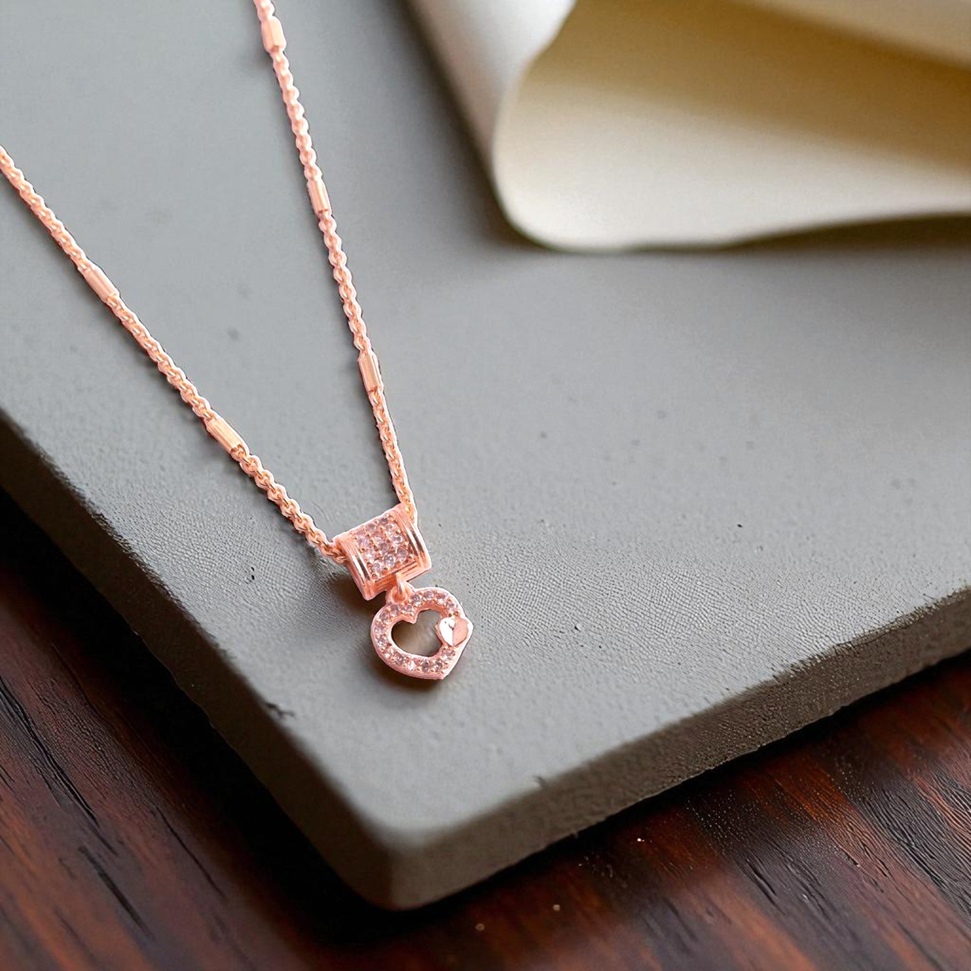 Rose Gold Heart Pendant Necklace for Women