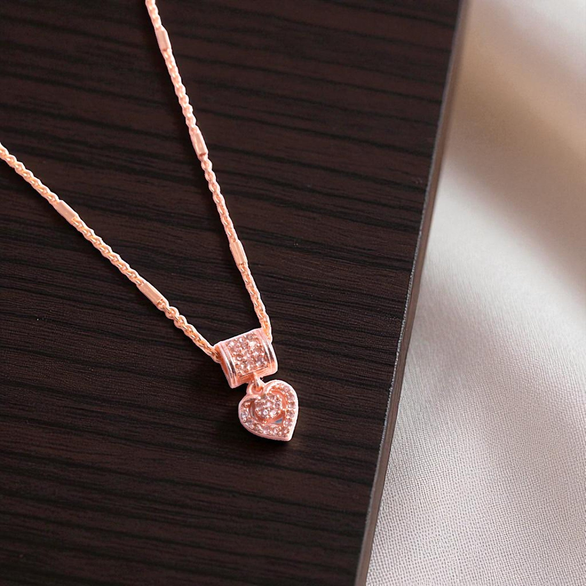 Rose Gold Heart Pendant Necklace for Women