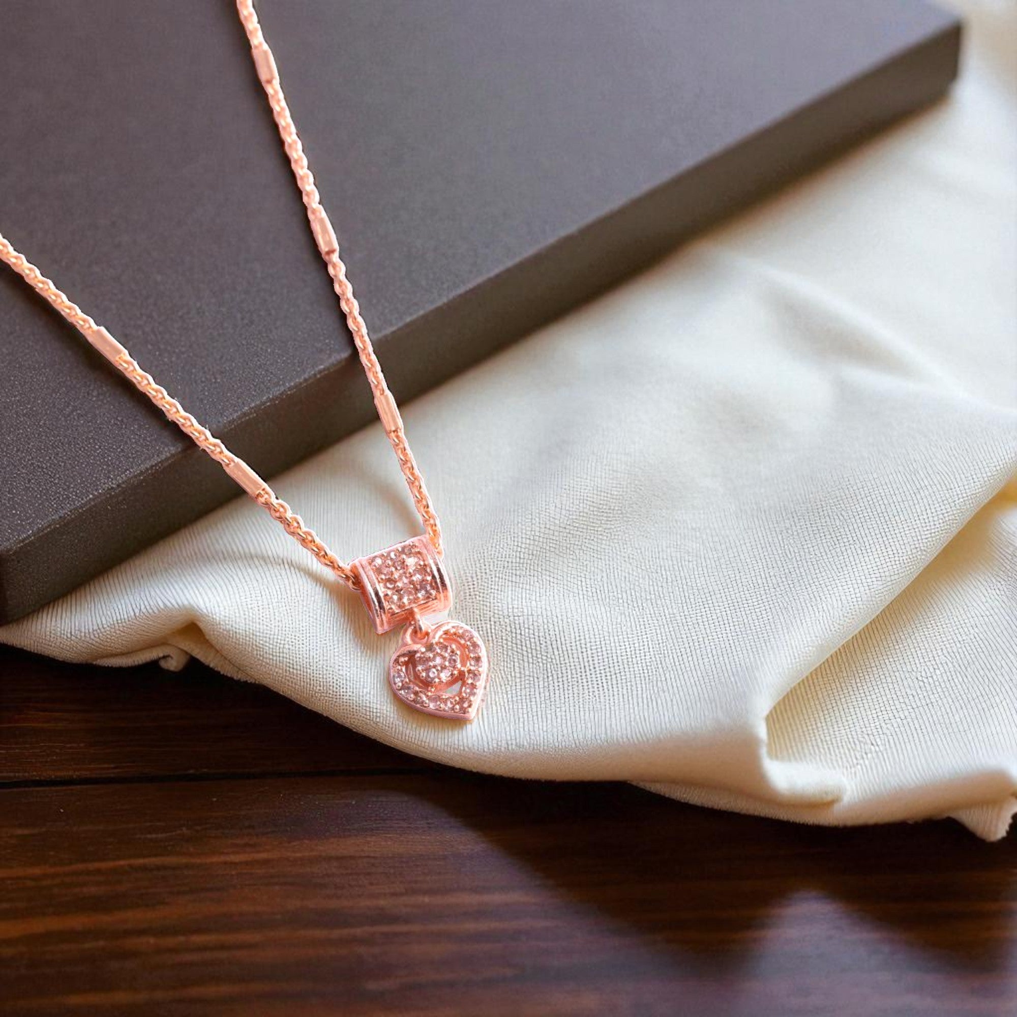 Rose Gold Heart Pendant Necklace for Women