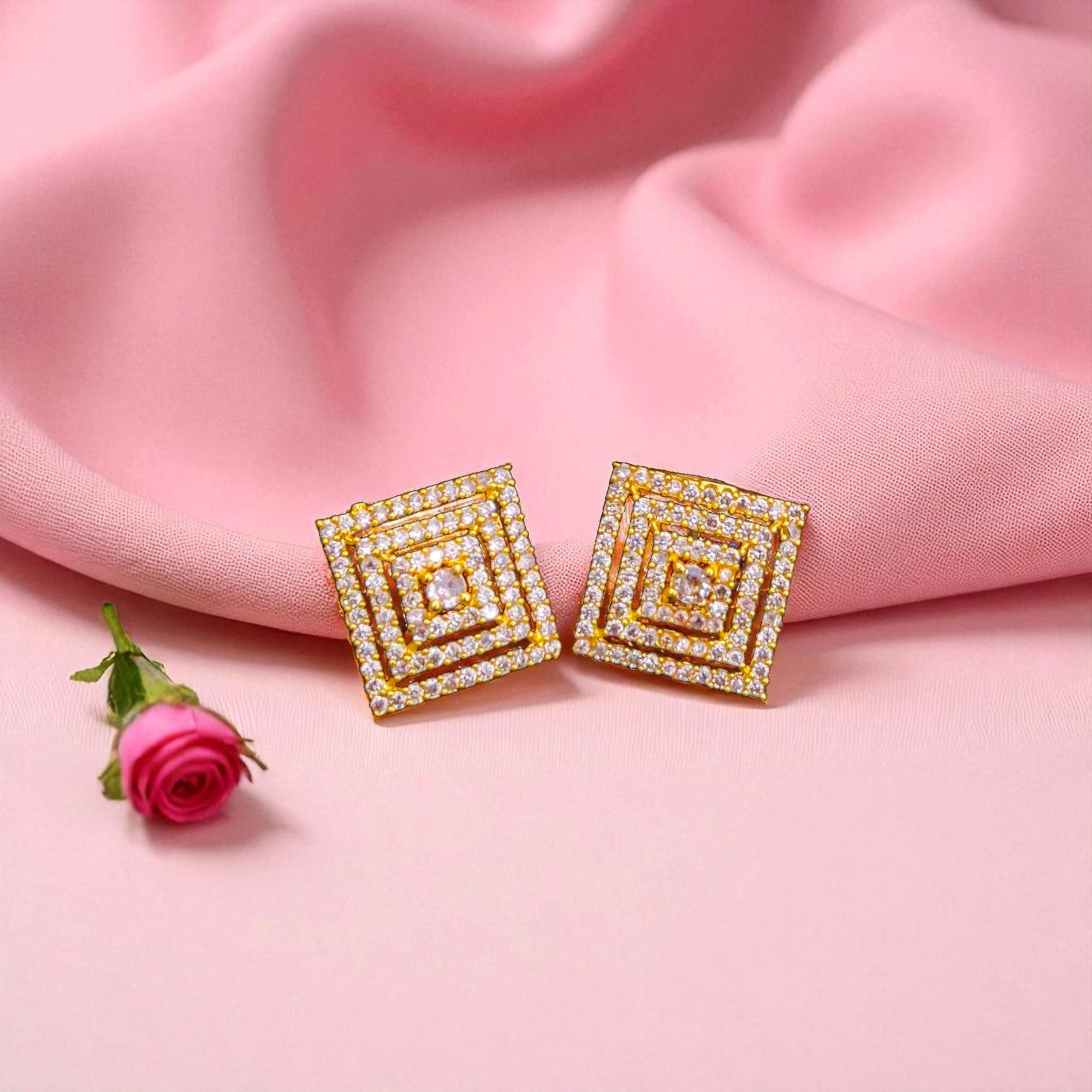 Elegant Square Gold Earrings for Women
