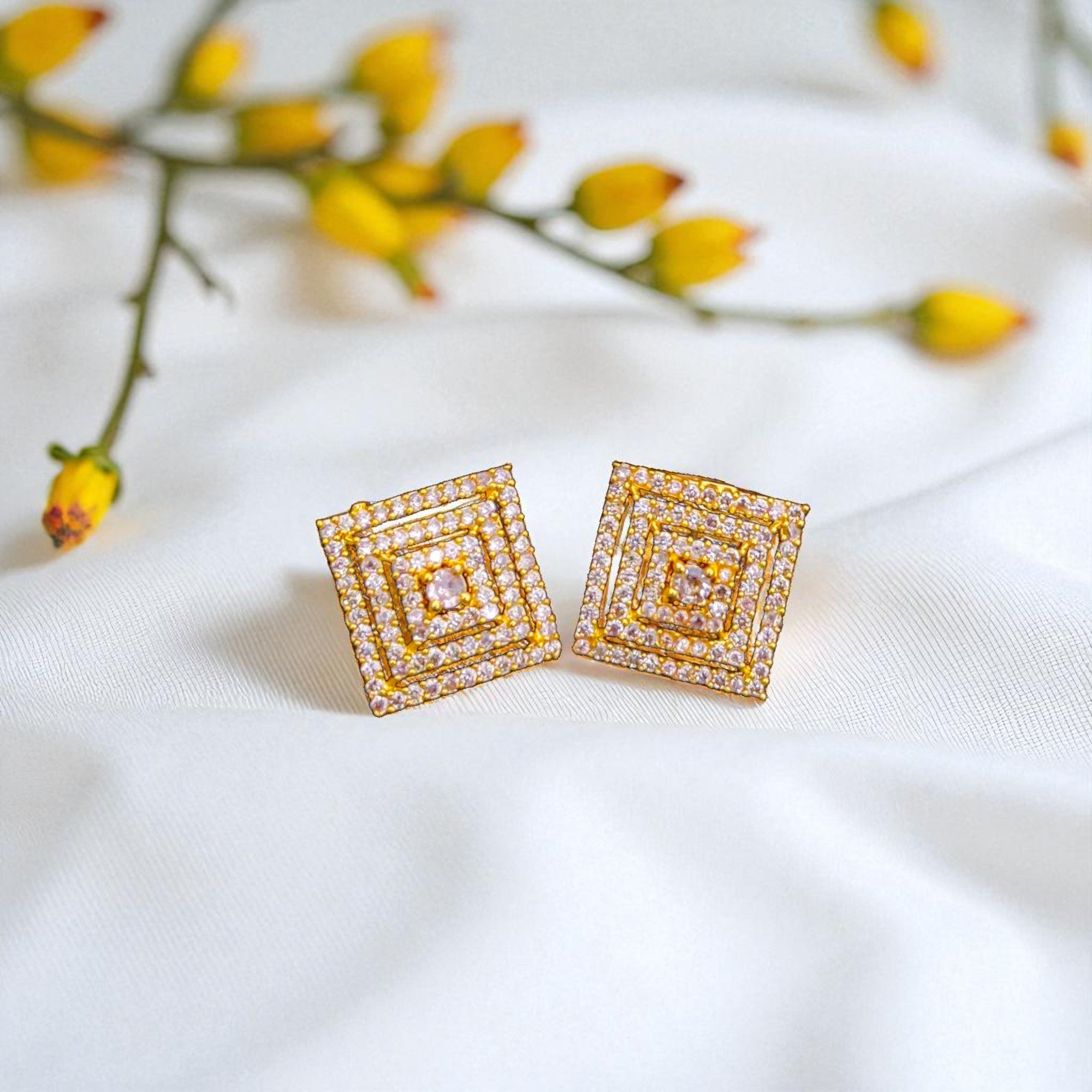 Elegant Square Gold Earrings for Women