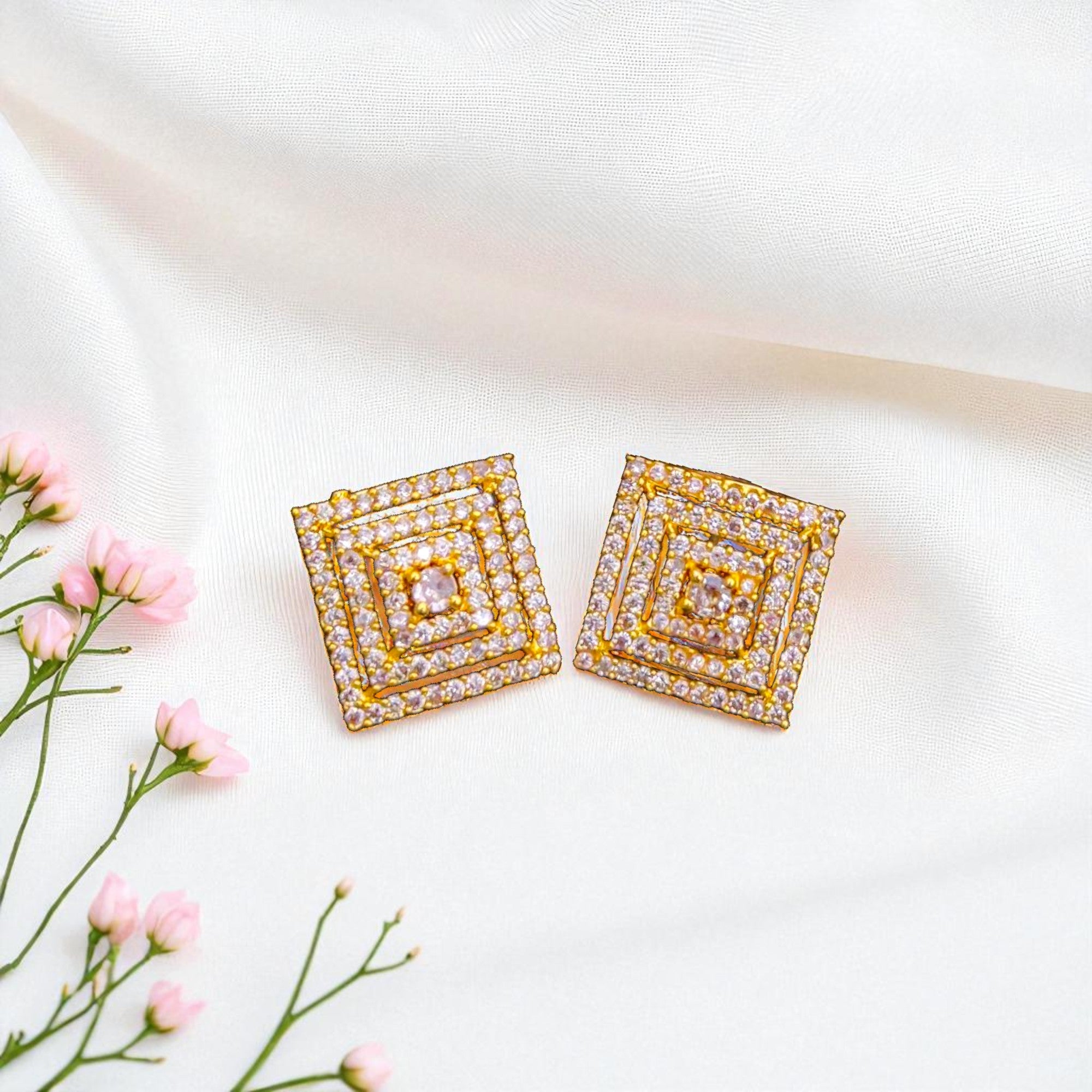 Elegant Square Gold Earrings for Women