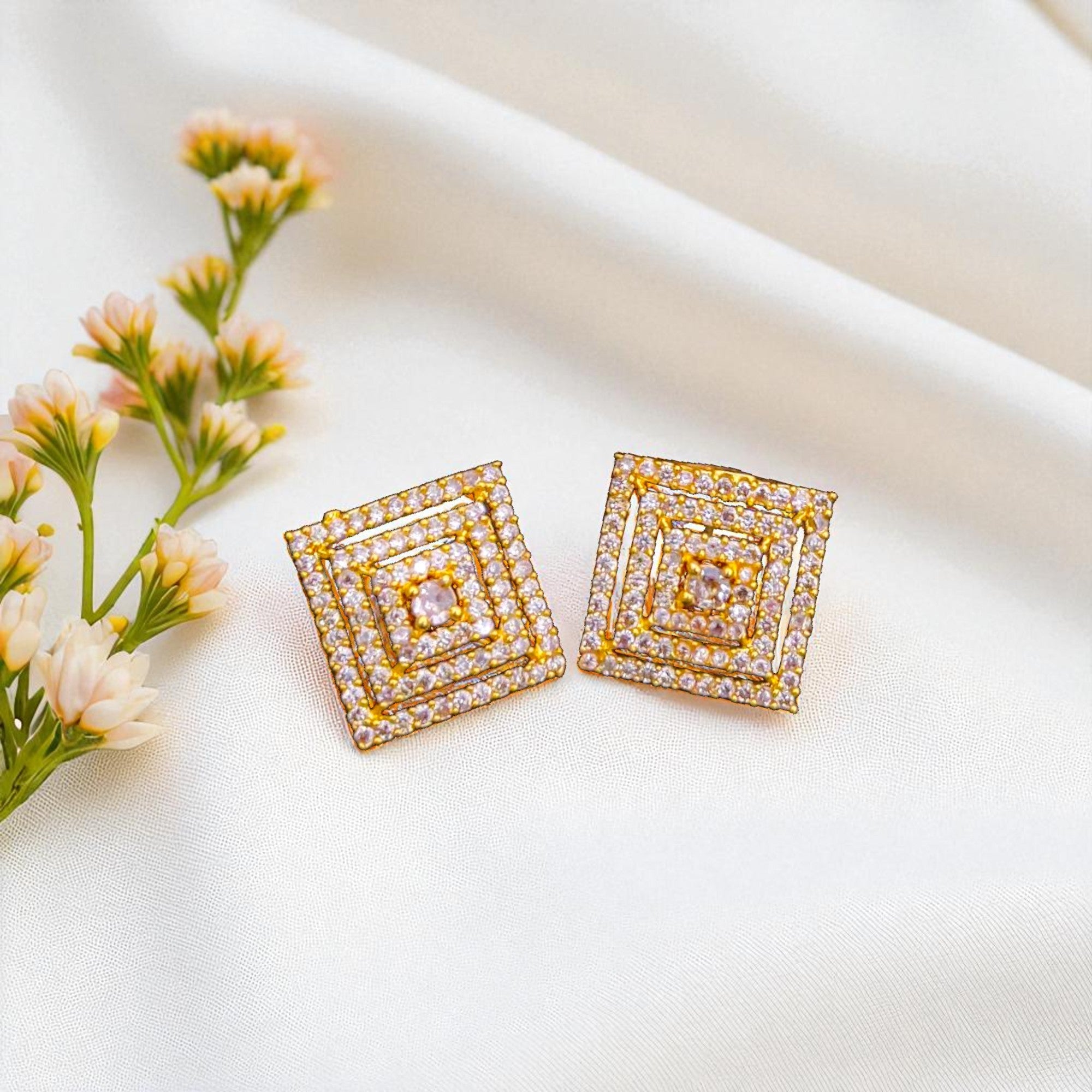 Elegant Square Gold Earrings for Women