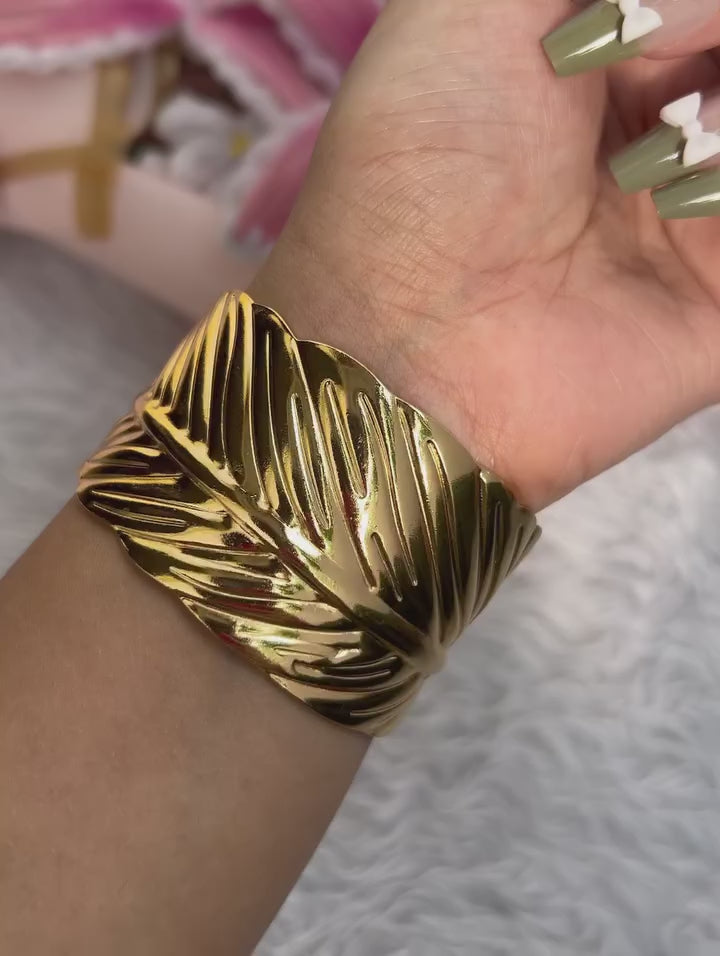 Adjustable Golden Leaf Cuff