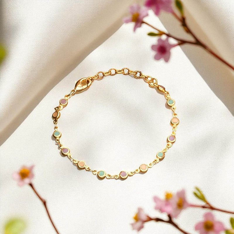 Elegant Gold-Toned Pastel Enamel Charm Bracelet for Women - Prestalla