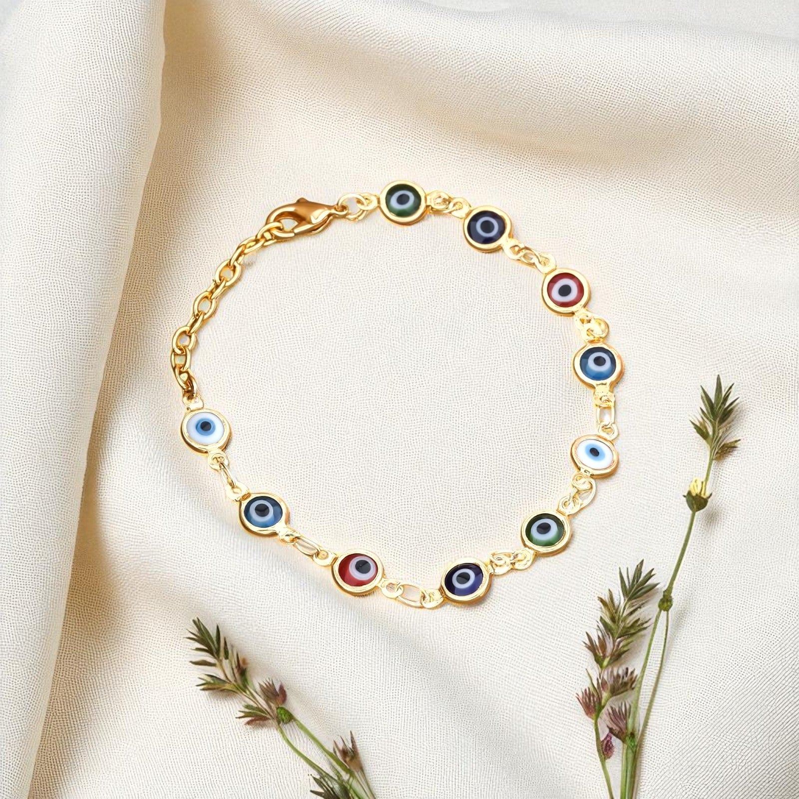 Trendy Gold-Toned Evil Eye Charm Bracelet for Women